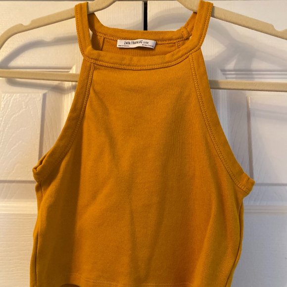 Zara TRF Mustard Yellow Crop Top Size S - Picture 1 of 2